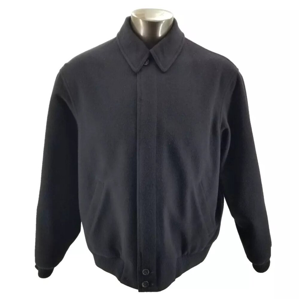 Jos. A. Bank Full Zip Wool Cashmere Blue Bomber Lined Jacket Men's Medium